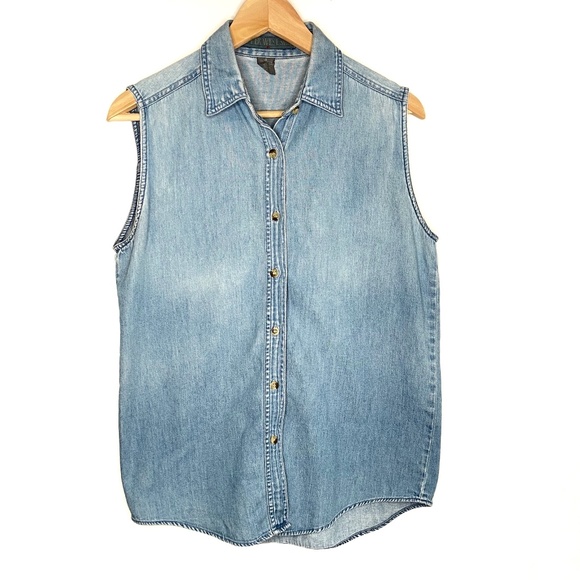 Upper West Side 90's Light Wash Blue Jean Top - Picture 2 of 8